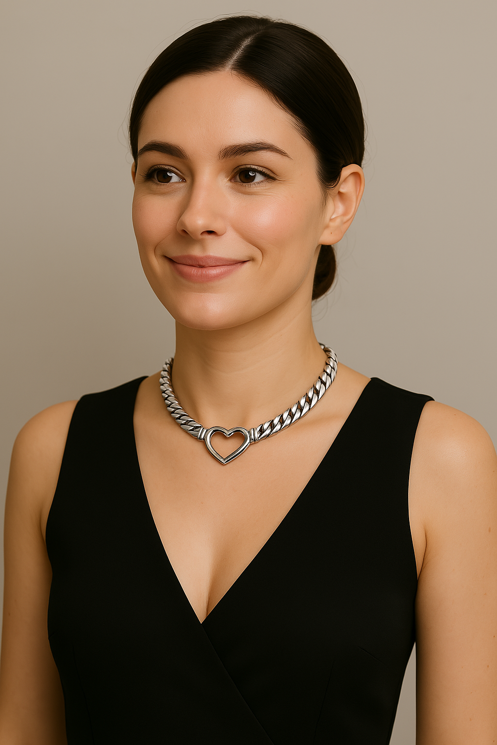 Stainless Steel Heart Minimalist Snake Bone Chain Necklace