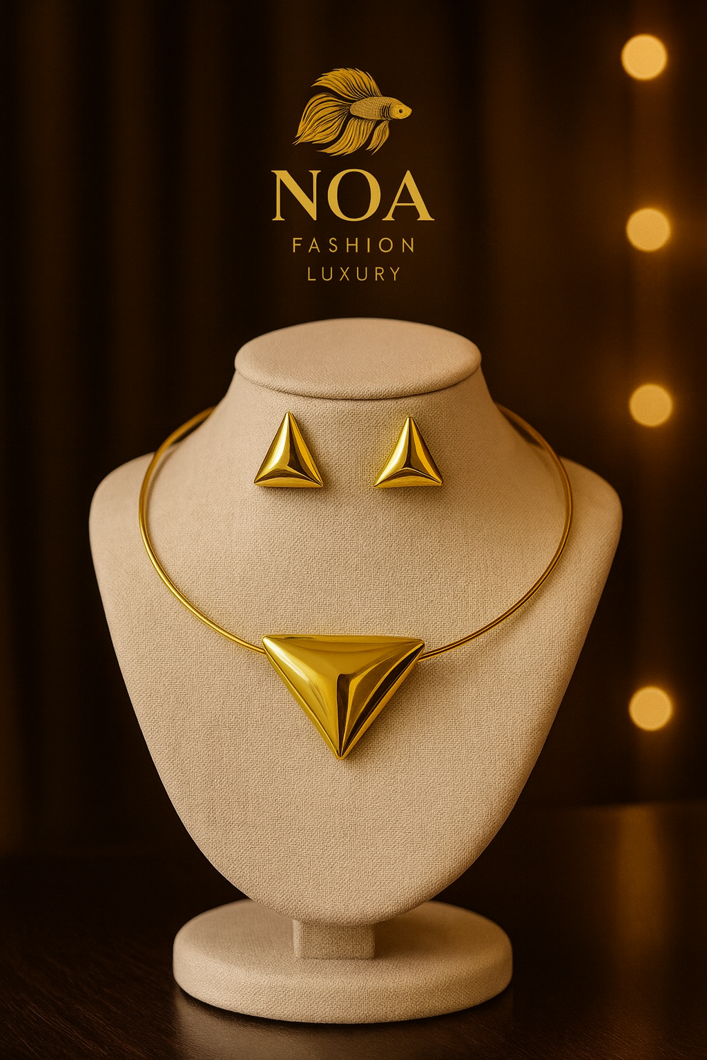 Triangle Earring and Necklace Set- 18k Gold Plated