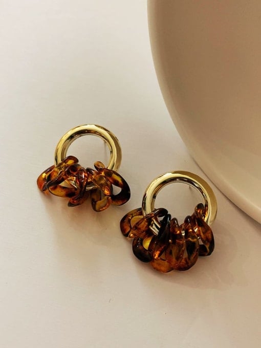 Alloy round leopard vintage earrings