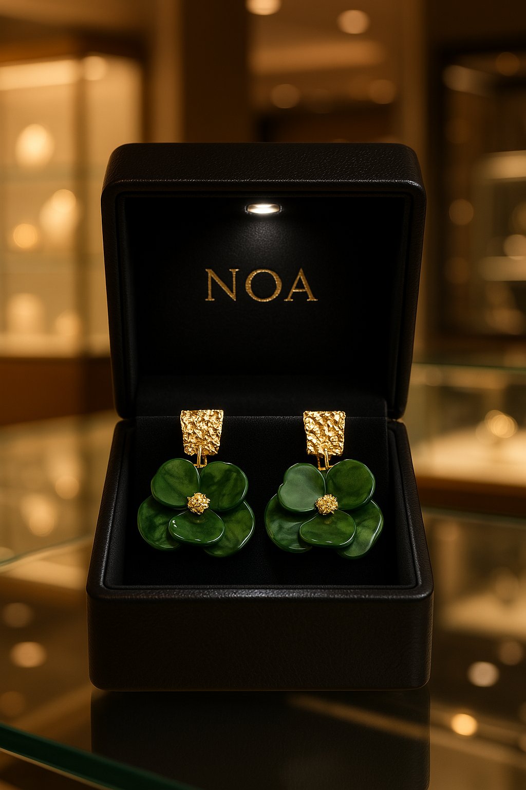 Bloom Drop Earrings – Minimalist Floral Grace in Gold & Acrylic | NOA