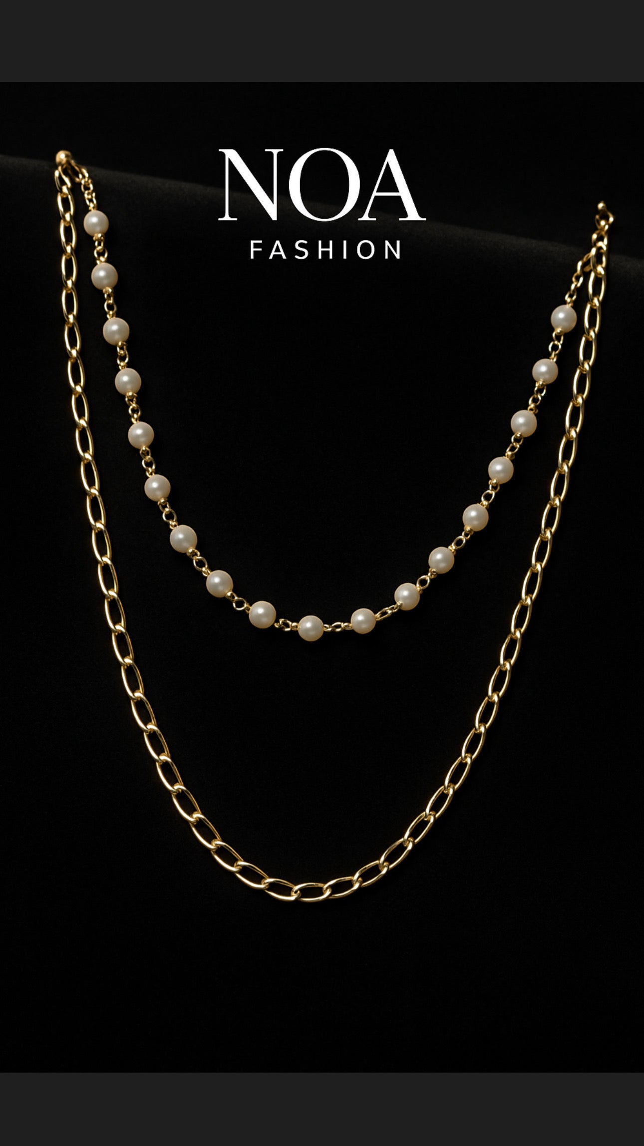 NOA’s Geometric Elegance Multi-Strand Necklace – 14K Gold Plated