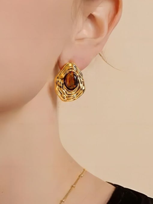Tiger Eye Hip Hop Stud Earrings