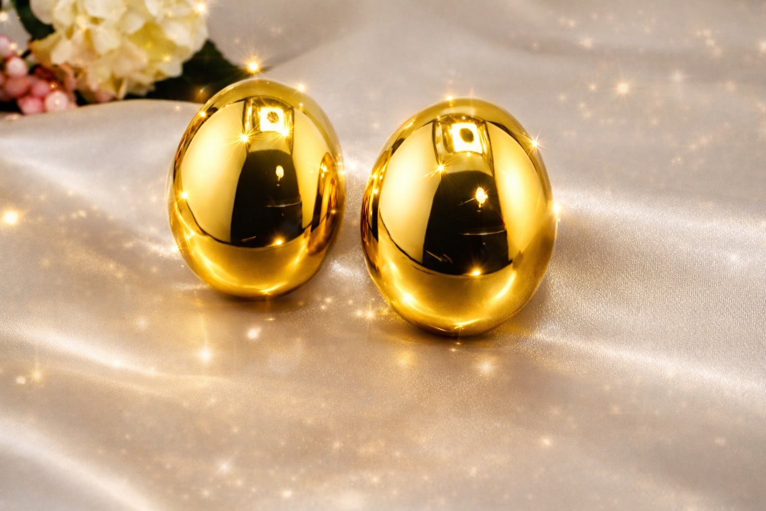 Titanium Steel Smooth Oval Hip Hop Stud Earring – 18K Gold Plated