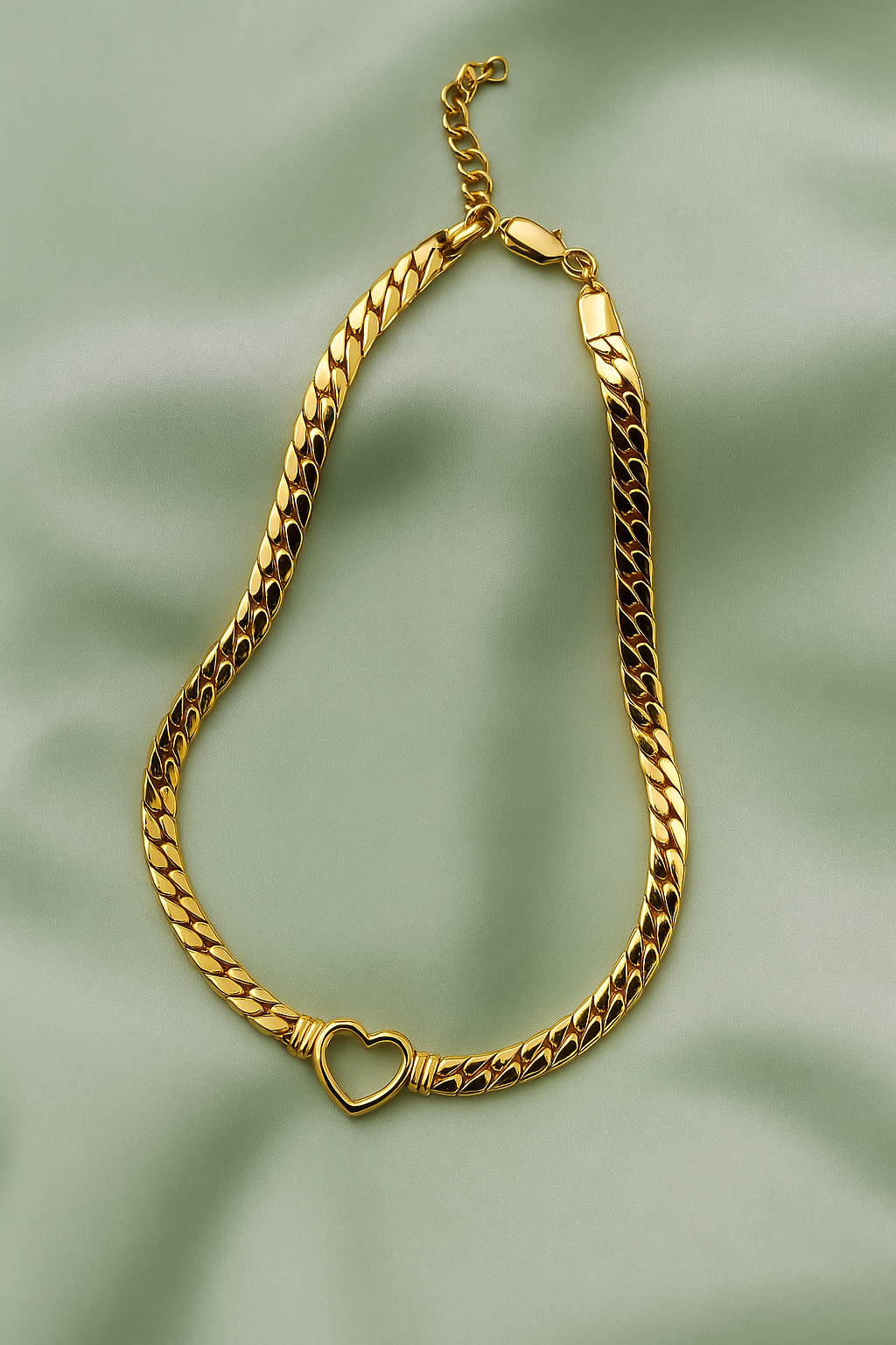 Stainless Steel Heart Minimalist Snake Bone Chain Necklace