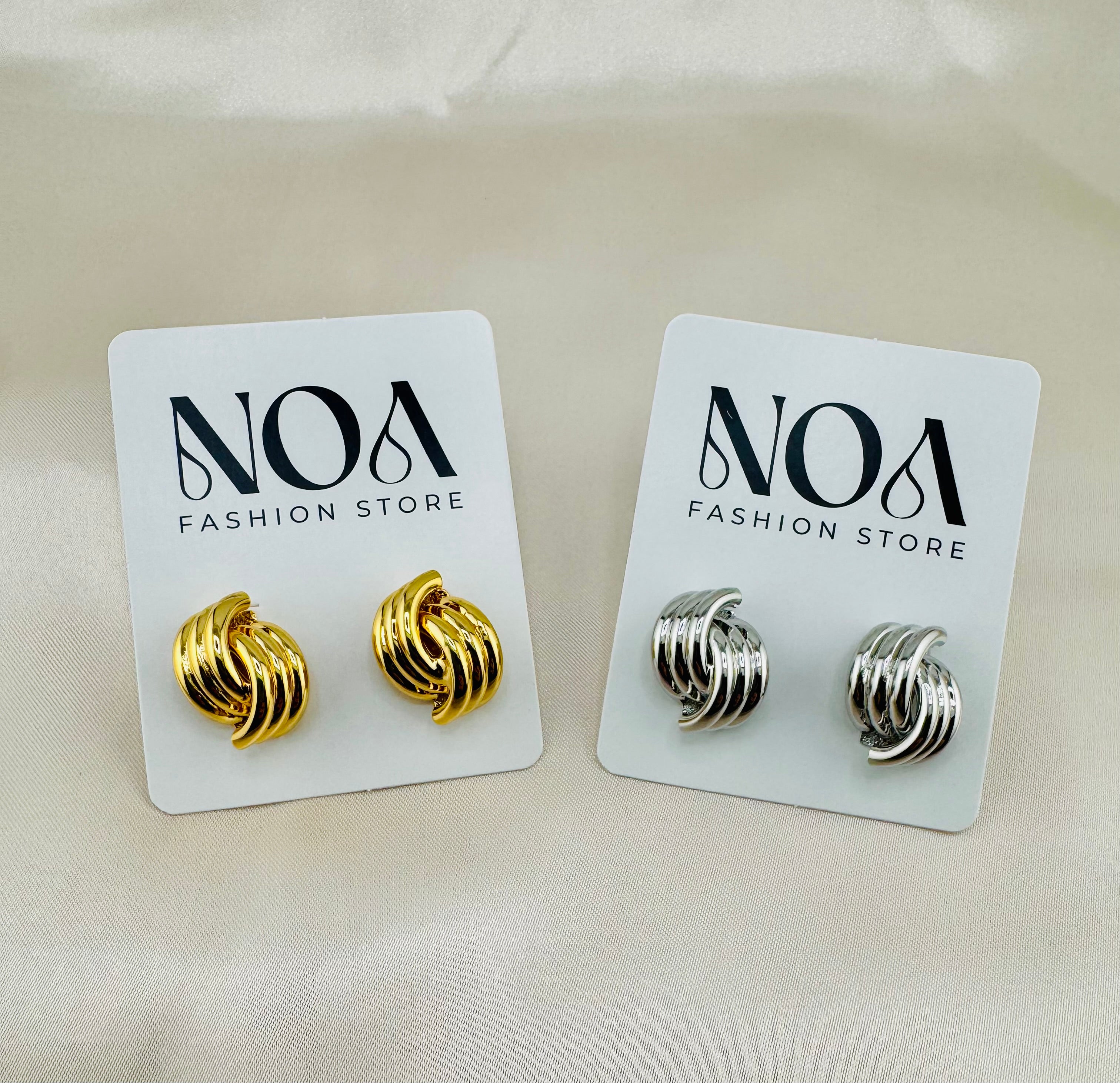 Modern Muse Studs – Bold Brass Geometry in Gold or Silver | NOA