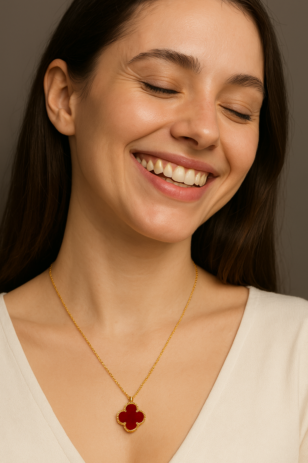 NOA's 925 Sterling Silver Shell Clover Dainty Initials Necklace - 14K Gold Plated