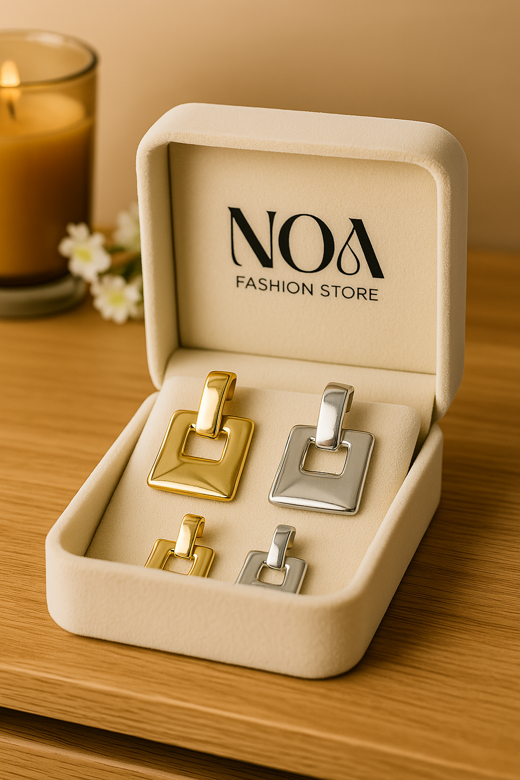 Geometric Drop Earrings – Bold Elegance in Gold & Silver