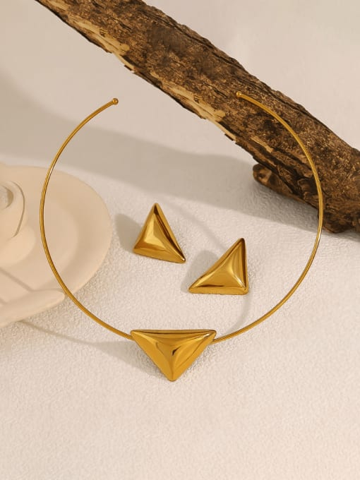 Triangle Earring and Necklace Set- 18k Gold Plated