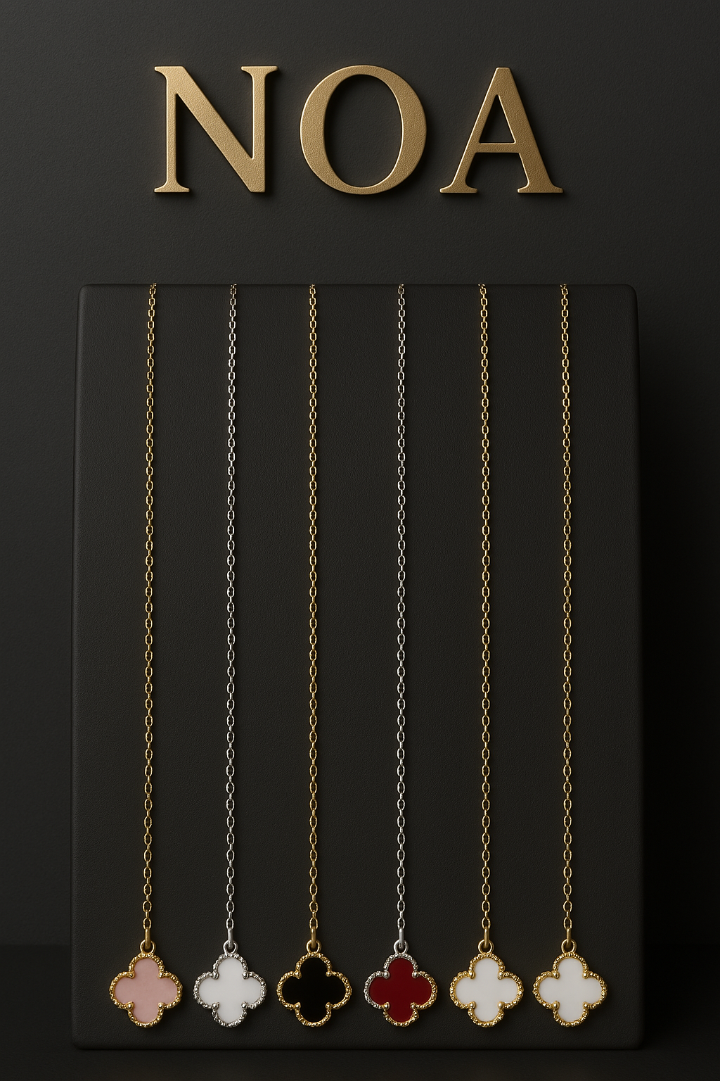 NOA's 925 Sterling Silver Shell Clover Dainty Initials Necklace - 14K Gold Plated