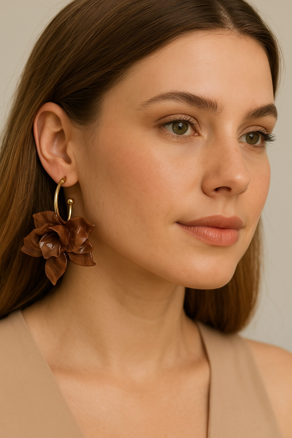 Brass Acrylic Flower Hip Hop Hook Earrings – 14K Gold Plated