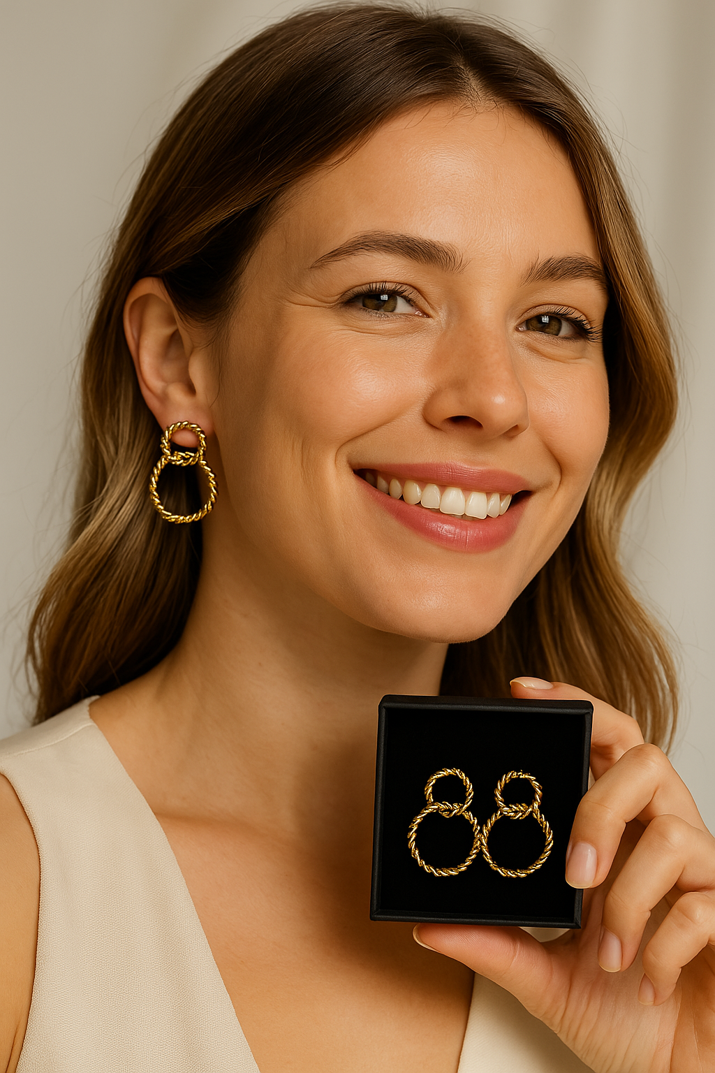 14K Gold-Plated Stainless Steel Hollow Geometric Drop Earrings