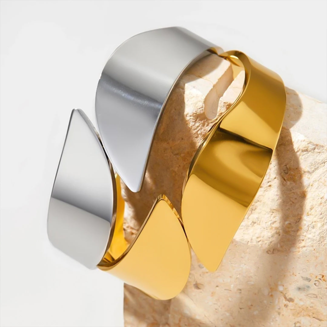 18K Gold Plated Geometric Trend Cuff Bangle