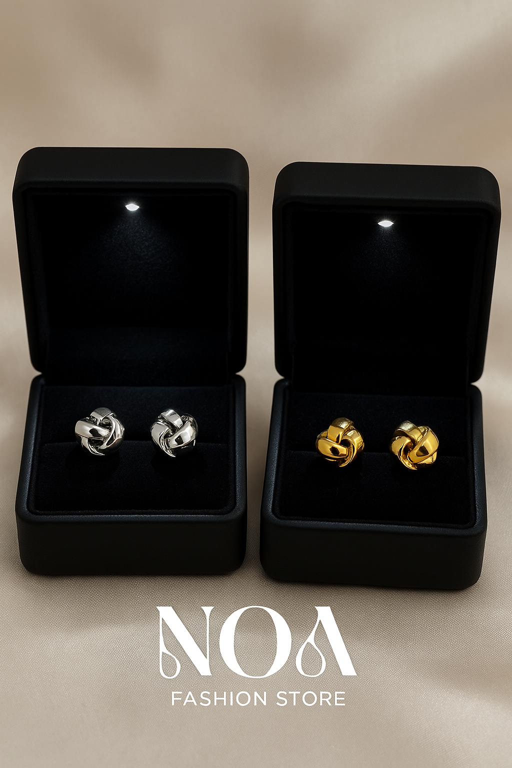Knot Stud Earrings – Minimalist Everyday Shine in Gold or Silver | NOA