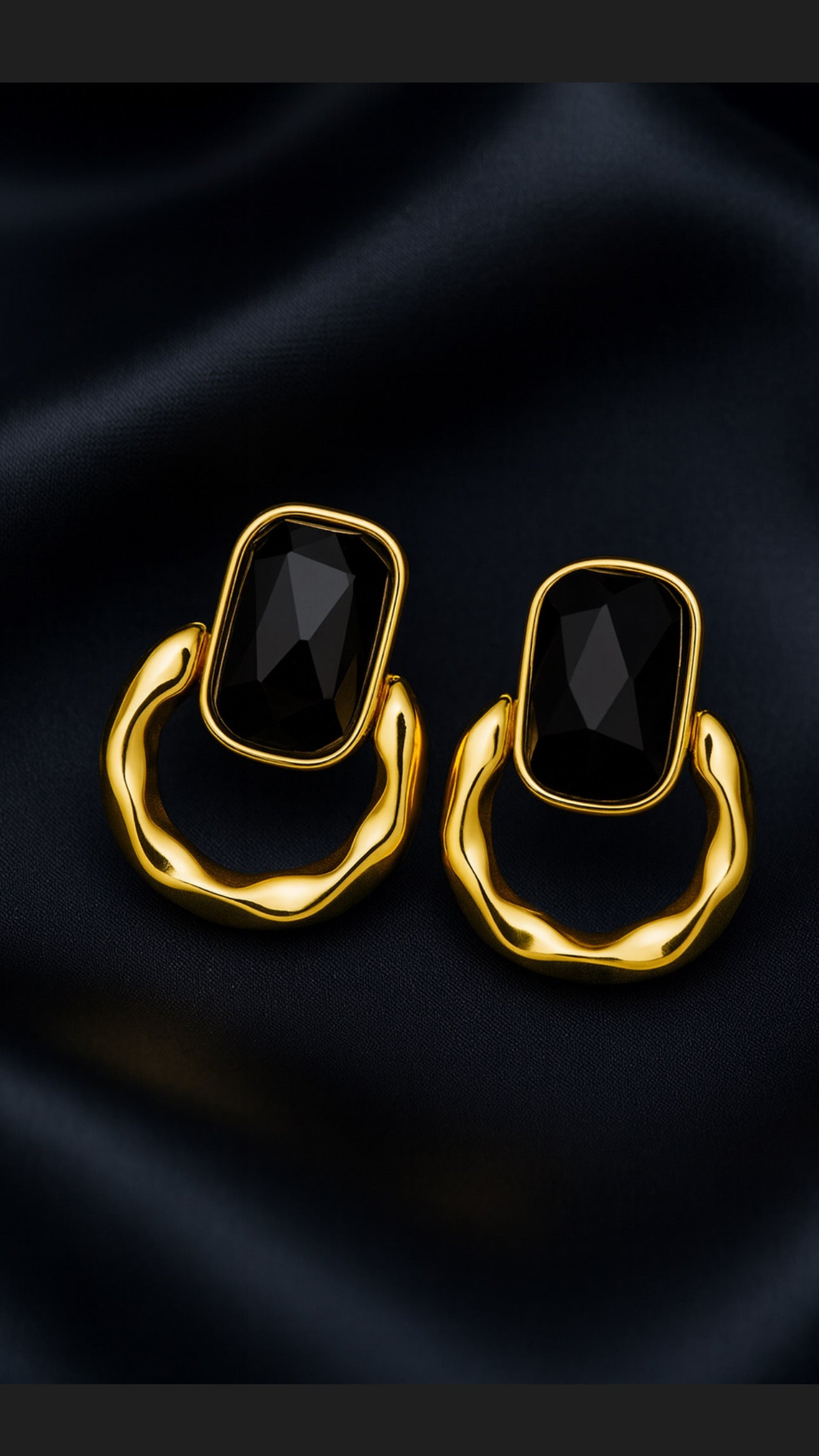 Brass Glass Stone Vintage drop earrings