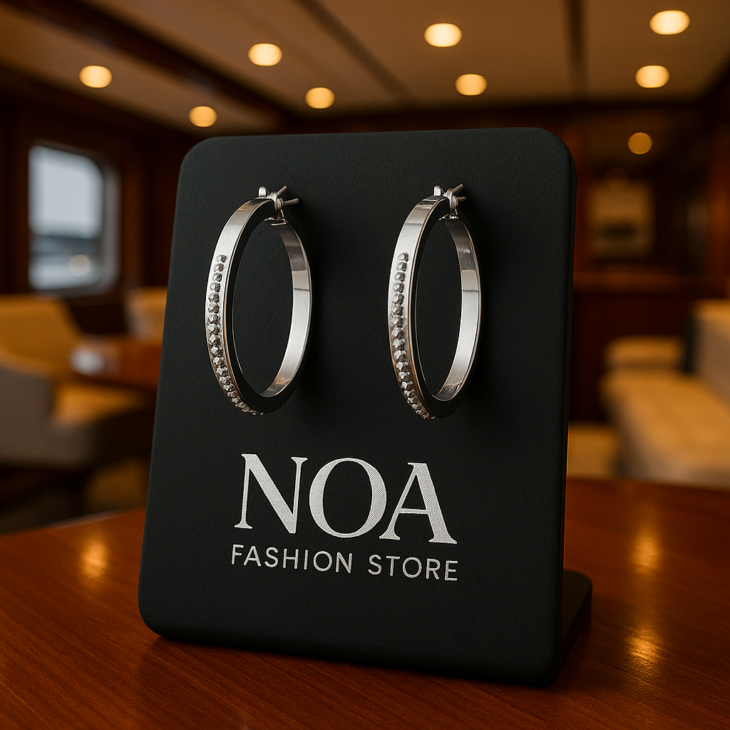 NOA's Titanium Steel Rhinestone Geometric Minimalist Hoop Earrings – 14K Gold Plated