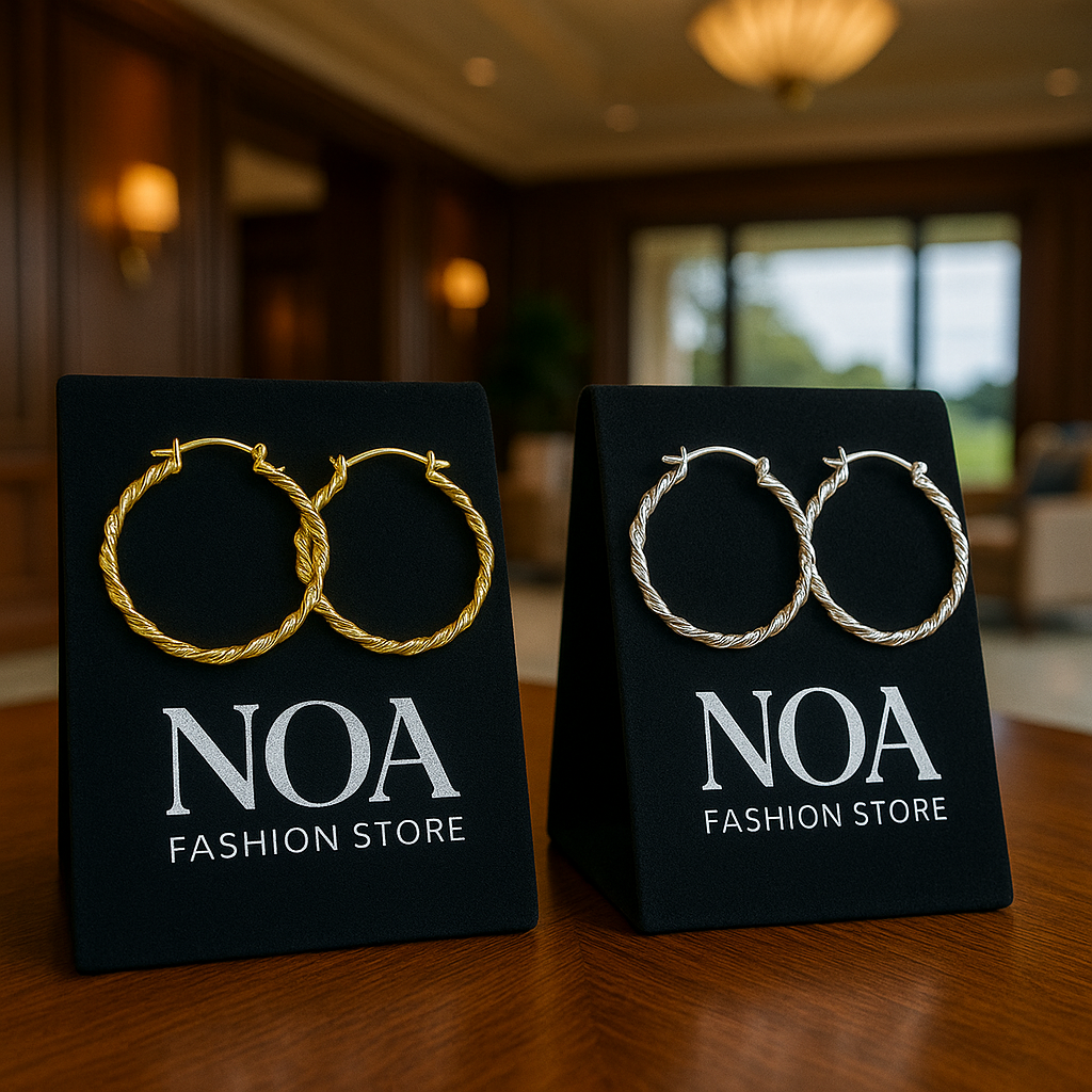 NOA's Titanium Steel Round Minimalist Hoop Earrings – 18K Gold Plated
