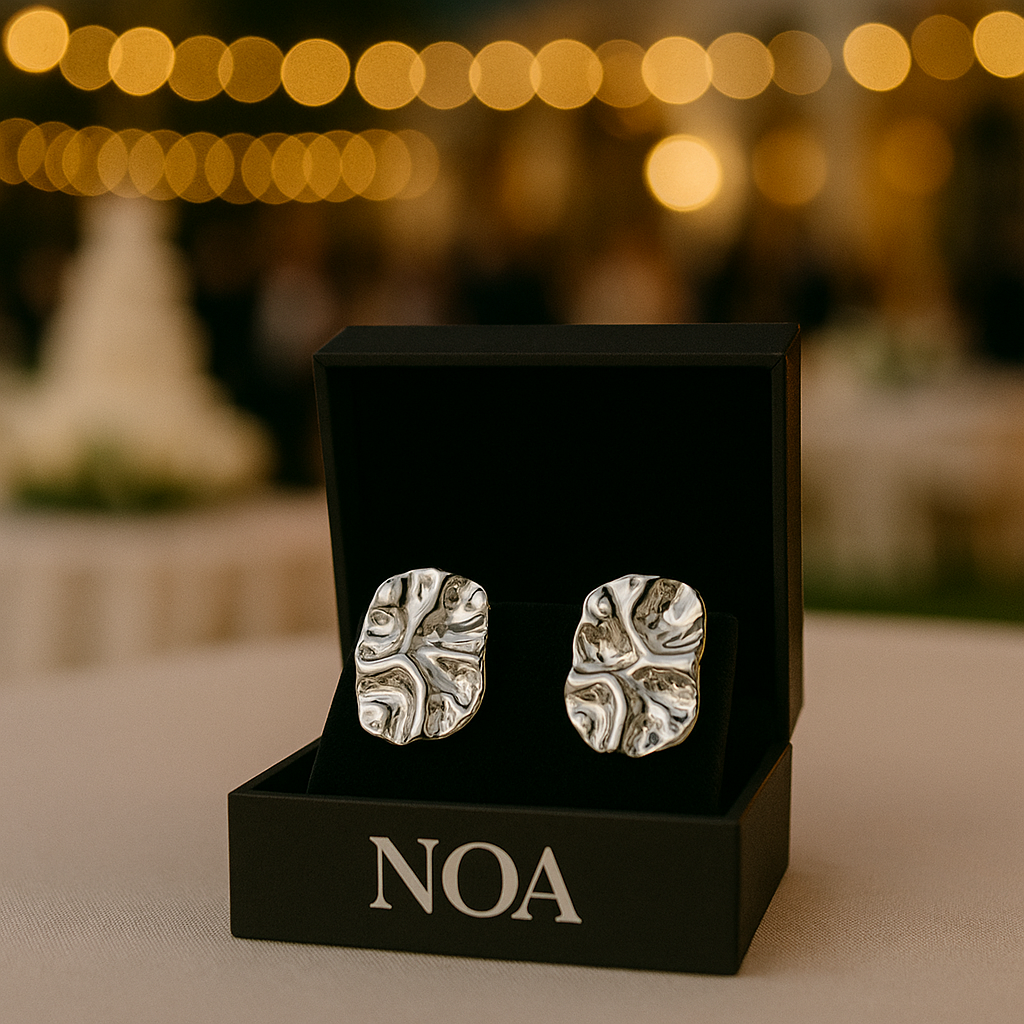 NOA's Titanium Steel Geometric Trend Stud Earrings – 18K Gold Plated