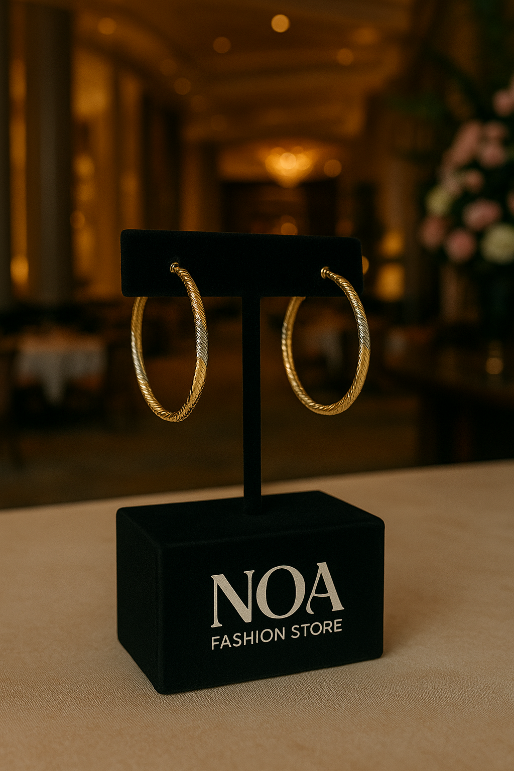NOA's Brass Round Minimalist Hoop Earrings – 14K Gold Plated Elegance