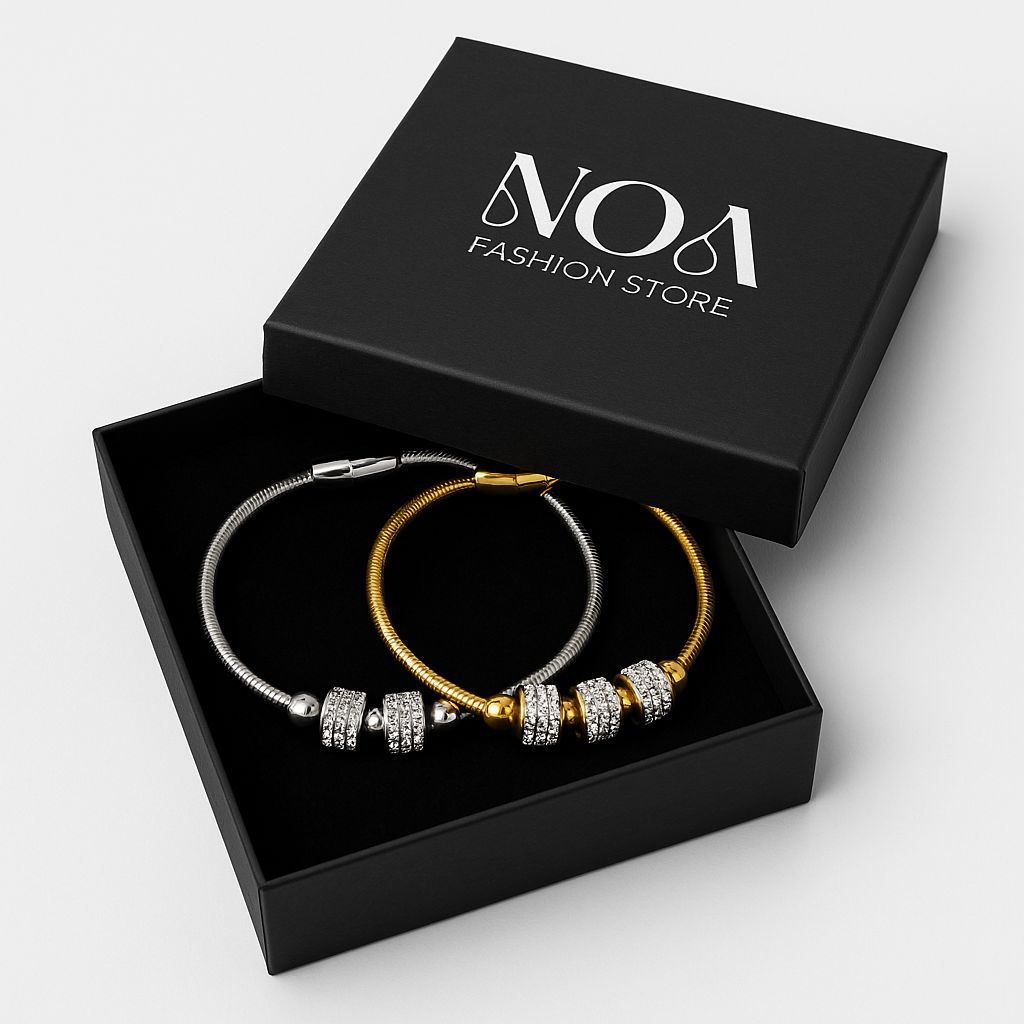 Luxe Sparkle Bangle – Trendy Cubic Zirconia Band in Silver or Gold | NOA