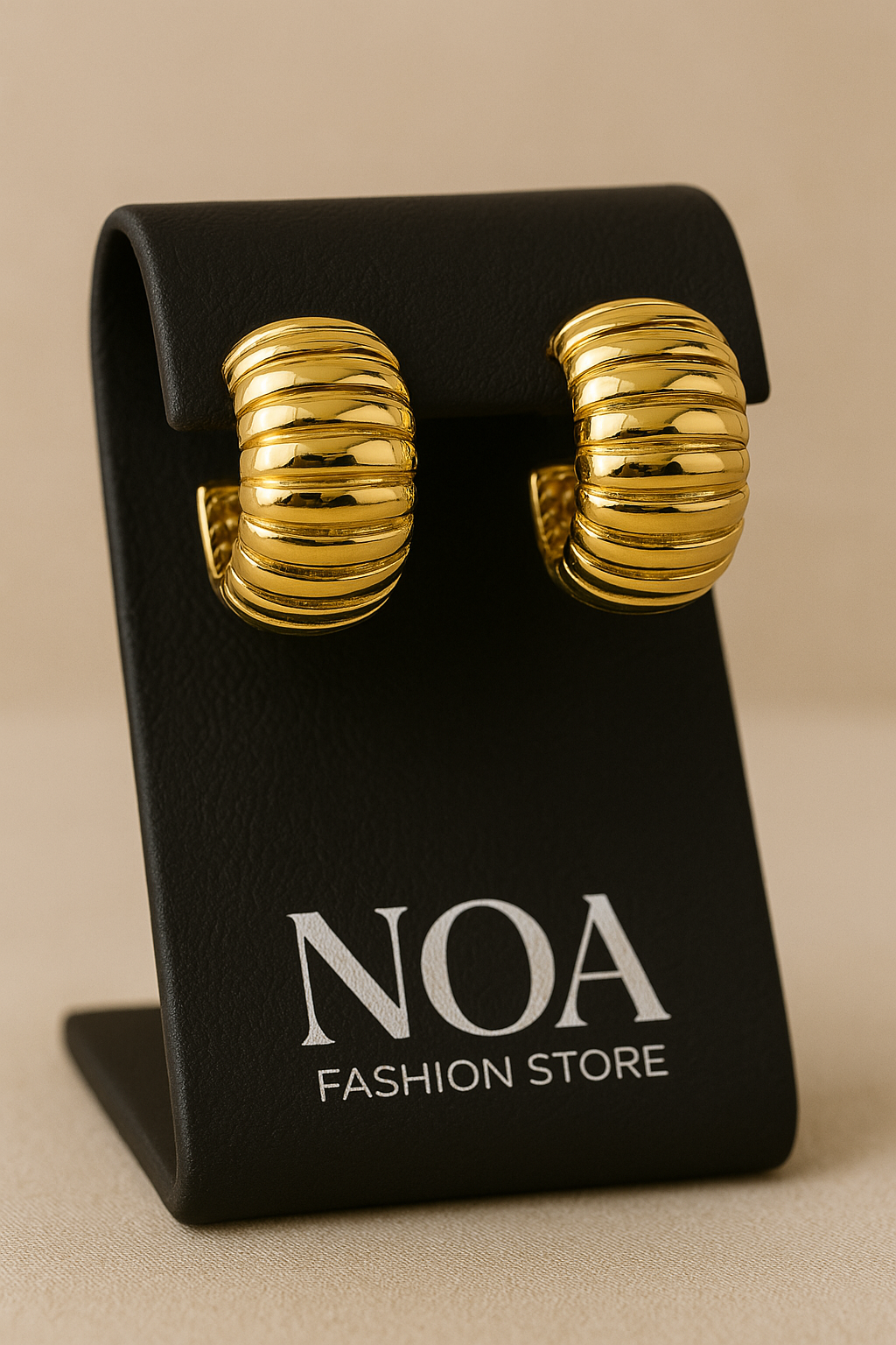 Geometric Elegance Studs – Bold 18K Gold-Plated Stainless Steel | NOA