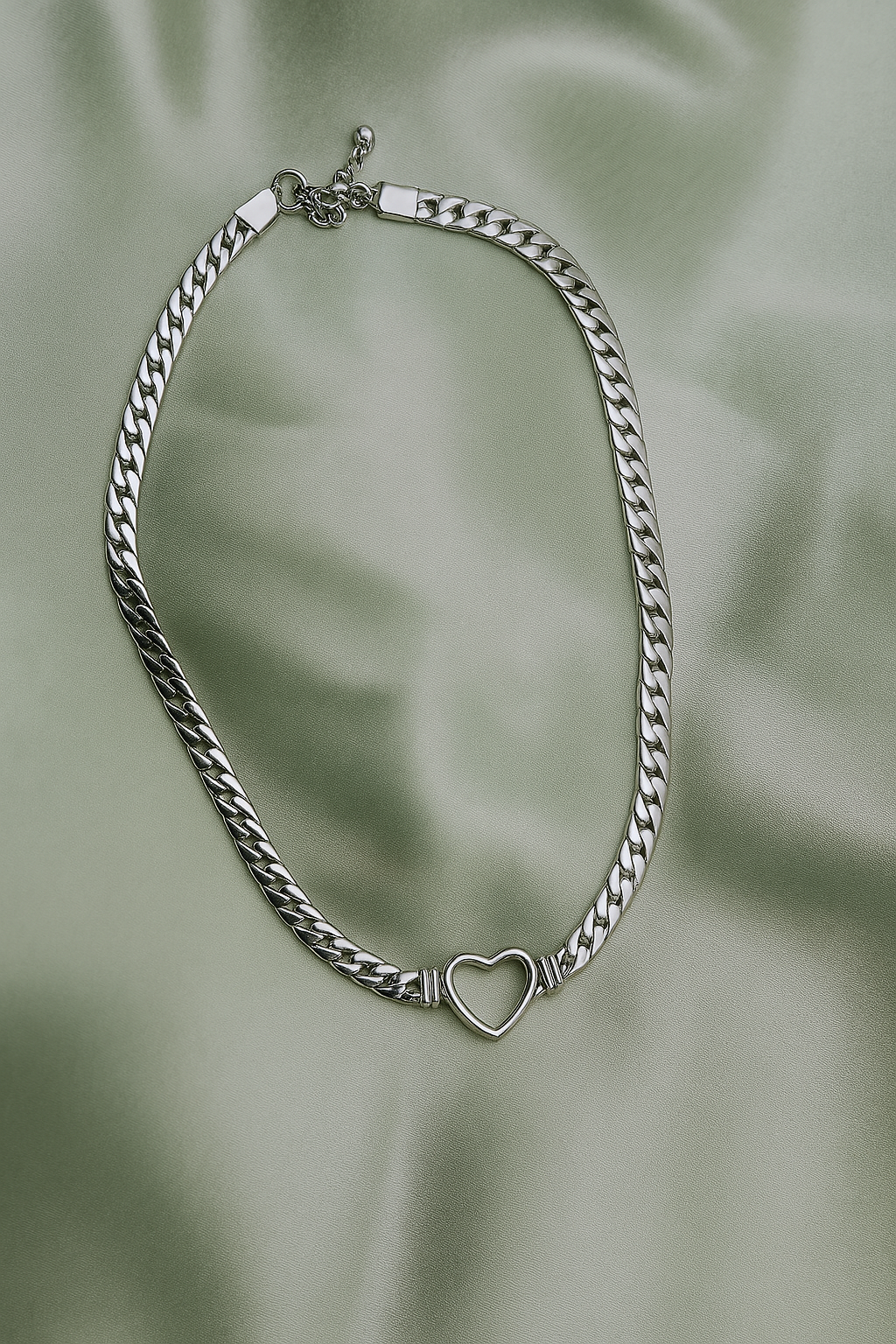 Stainless Steel Heart Minimalist Snake Bone Chain Necklace