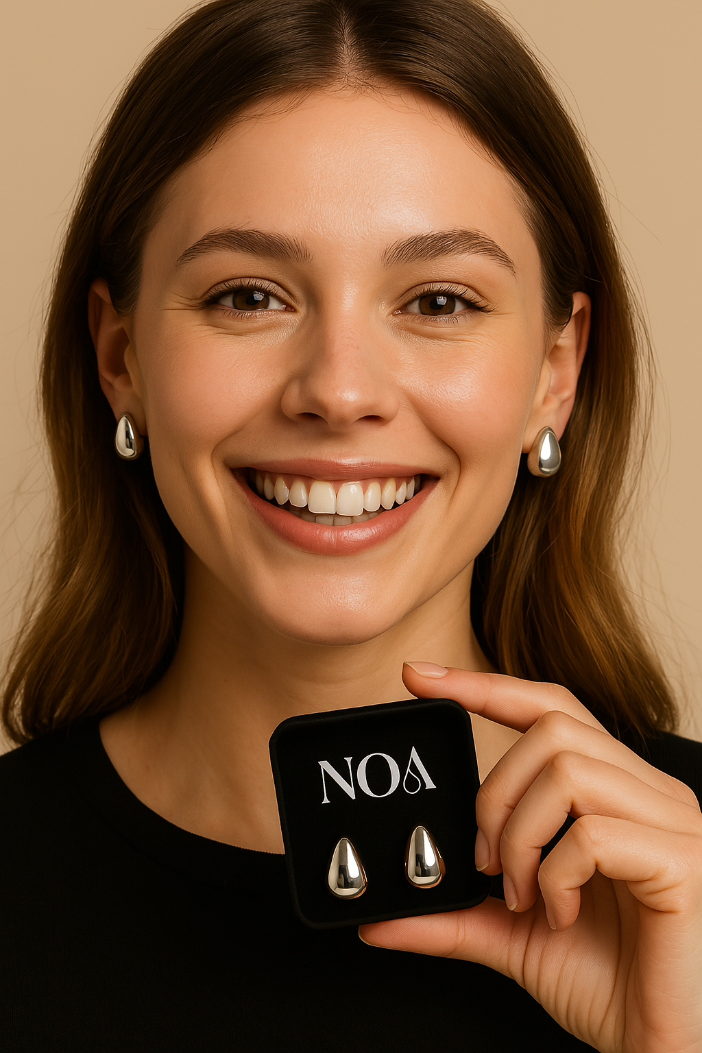 NOA's Stainless Steel Smooth Water Drop Minimalist Earrings - 18K Gold Plated