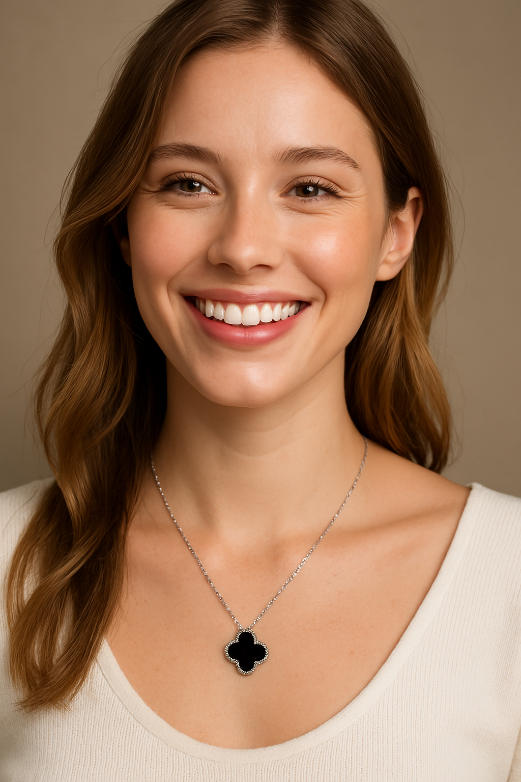 NOA's 925 Sterling Silver Shell Clover Dainty Initials Necklace - 14K Gold Plated