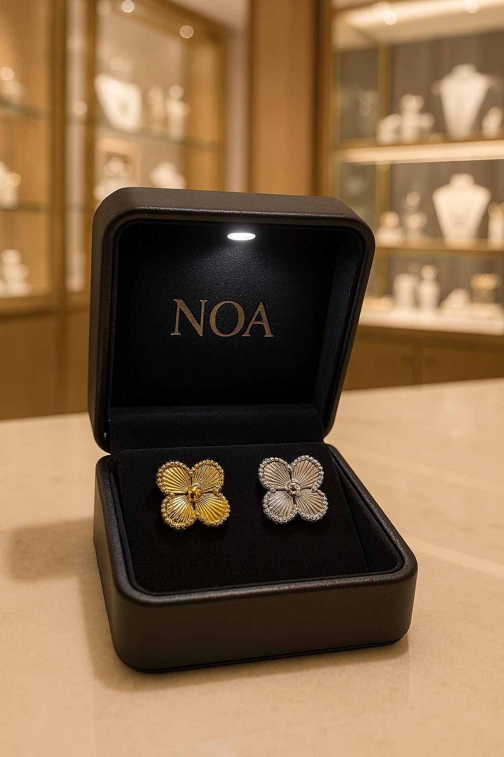 Petal Glow Earrings – Feminine Floral Studs in Gold or Silver | NOA