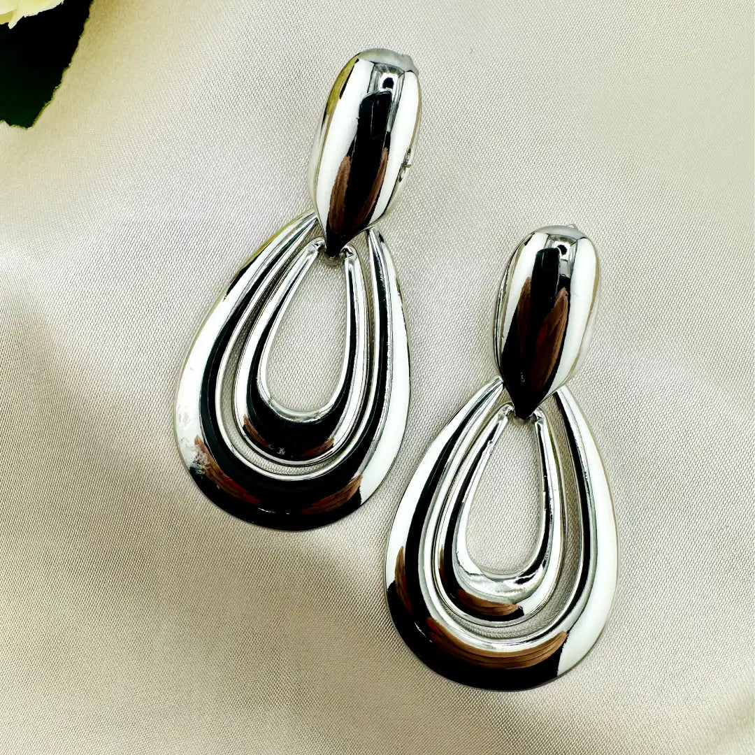 Silver Geometric Hip Hop Drop Earrings – Brass Elegance