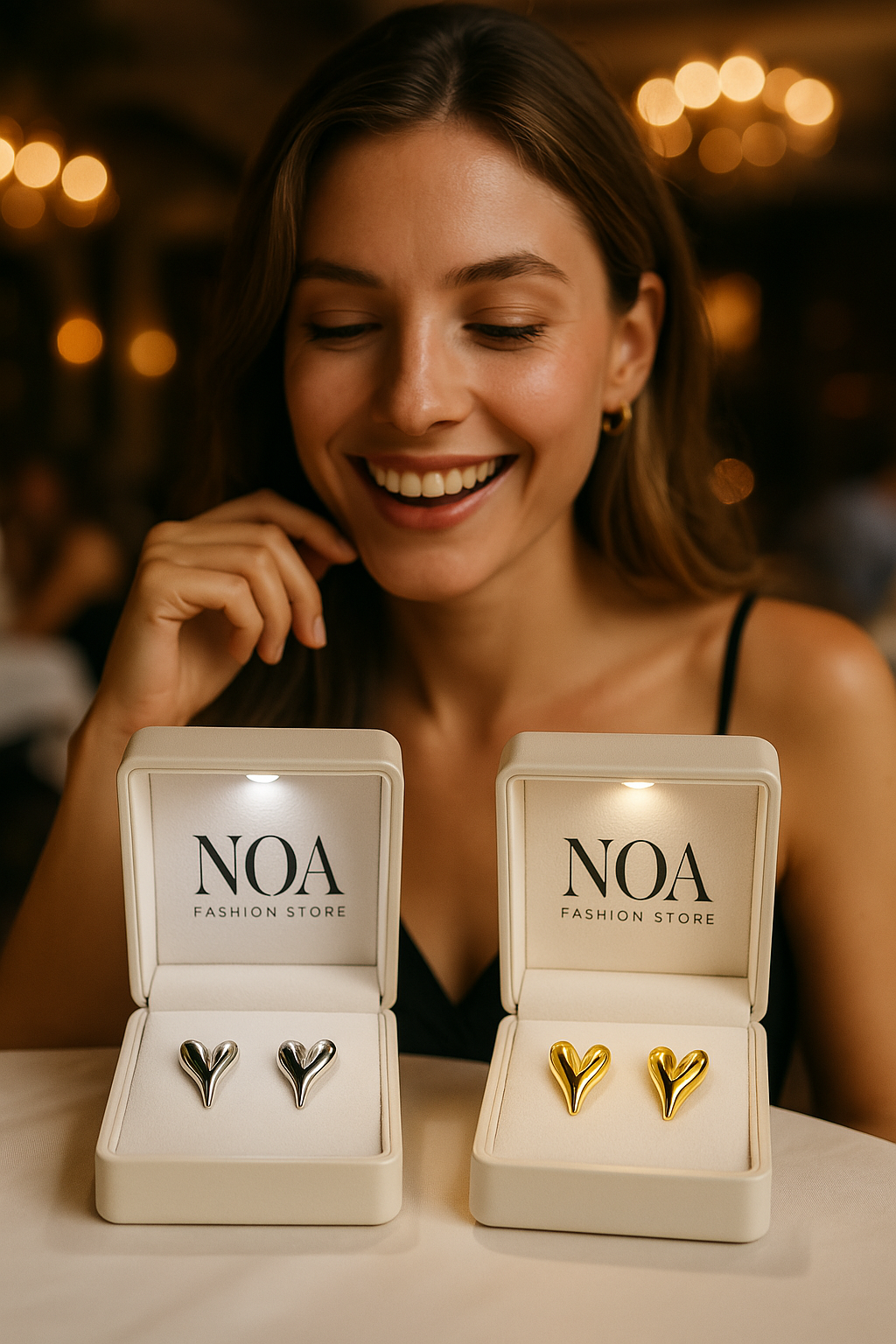 Sweetheart Studs – Romantic Heart Earrings in Gold or Silver | NOA