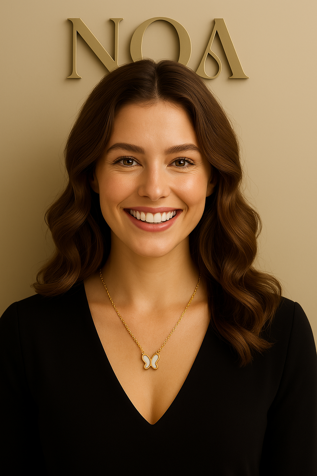 Minimalist Butterfly Necklace – Shell Accent in 18K Gold-Plated Titanium Steel | NOA