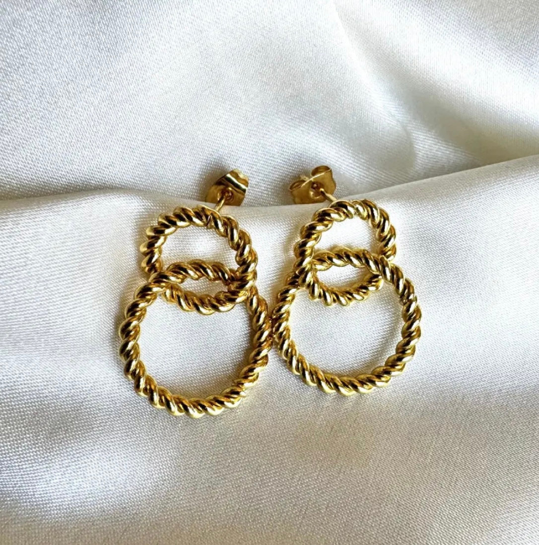 14K Gold-Plated Stainless Steel Hollow Geometric Drop Earrings