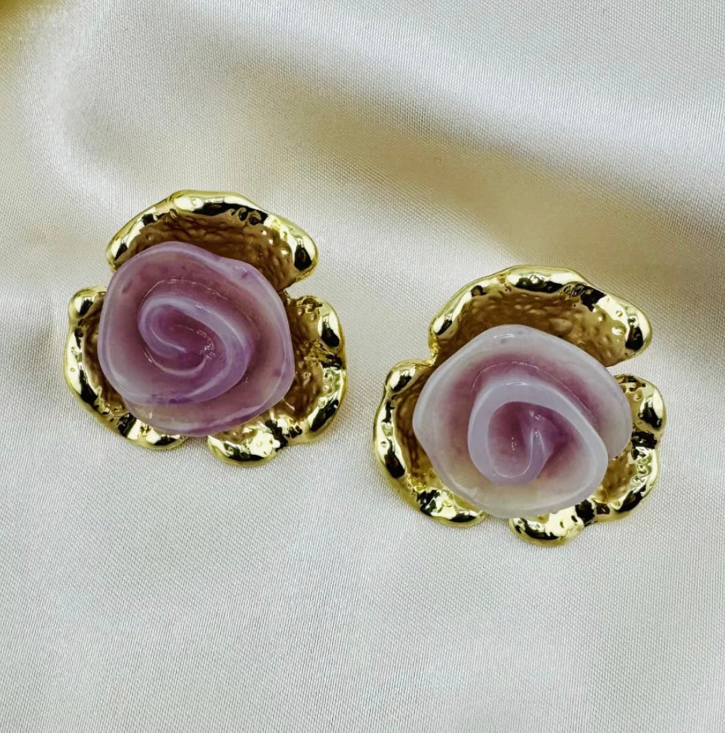 Geometric Vintage Flower Earrings