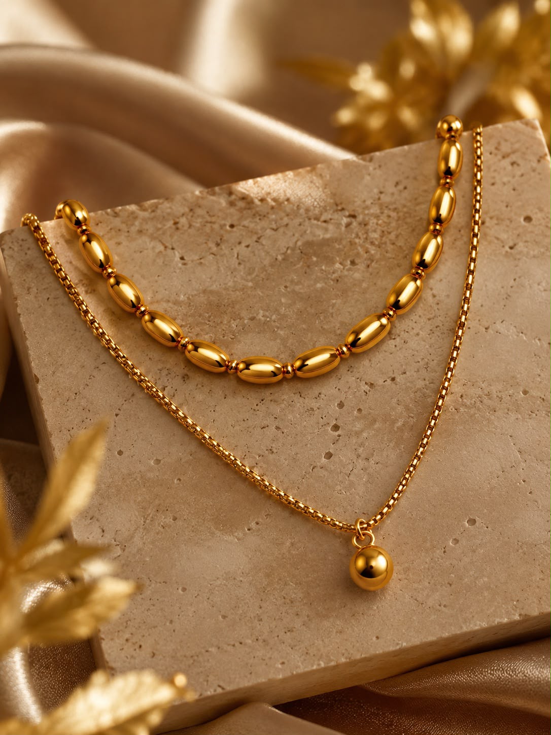 Stainless Steel Multi-Strand Necklace - Gold or Silver