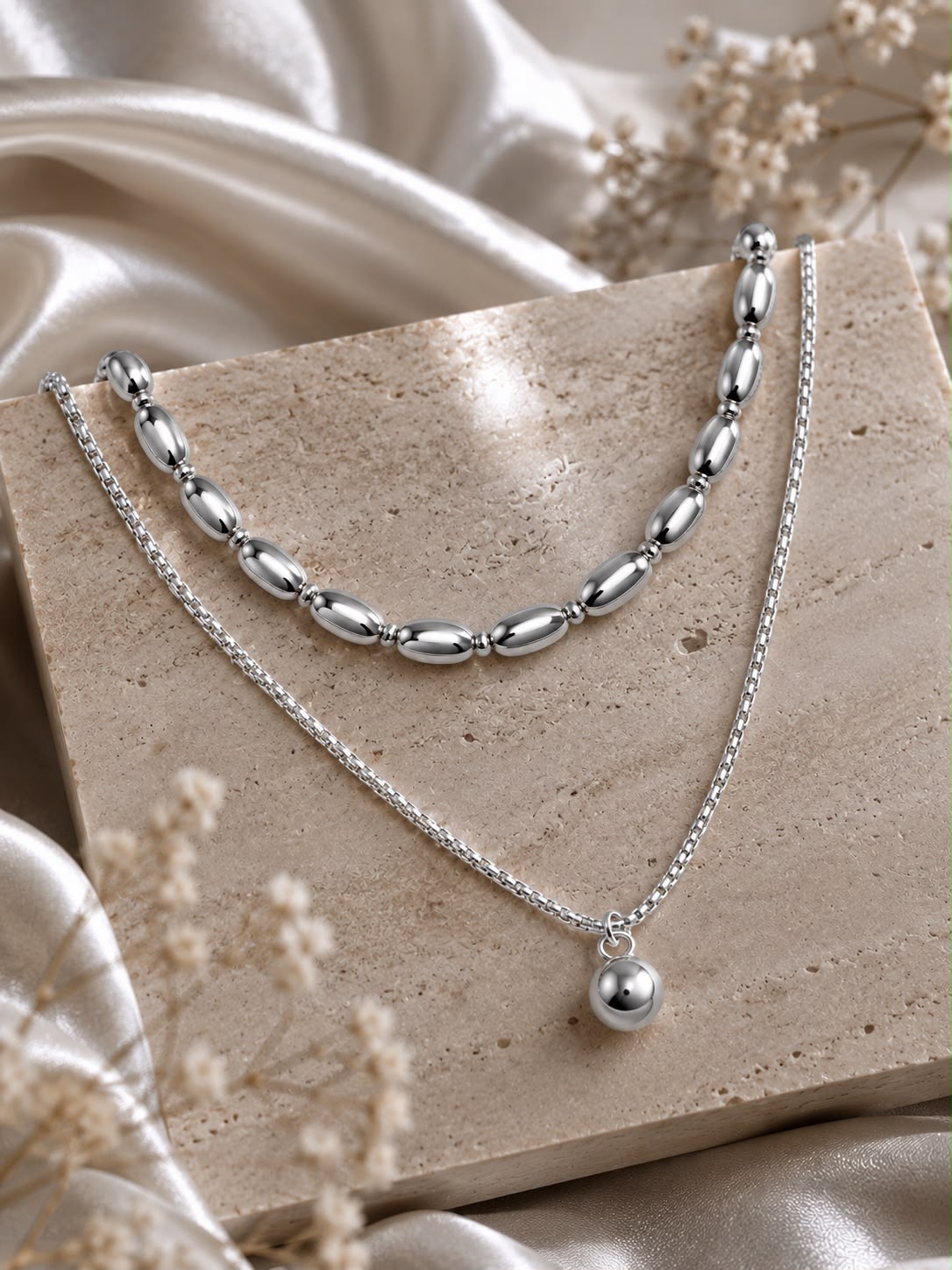 Stainless Steel Multi-Strand Necklace - Gold or Silver