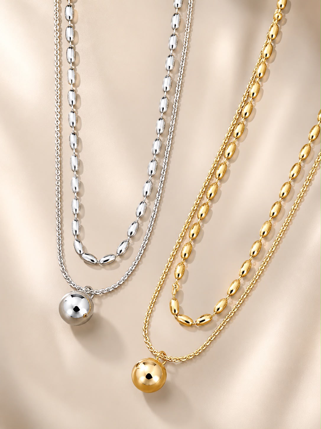 Stainless Steel Multi-Strand Necklace - Gold or Silver