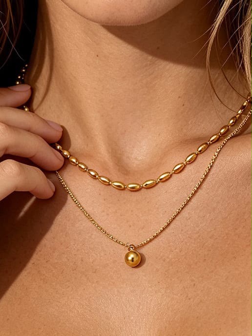 Stainless Steel Multi-Strand Necklace - Gold or Silver