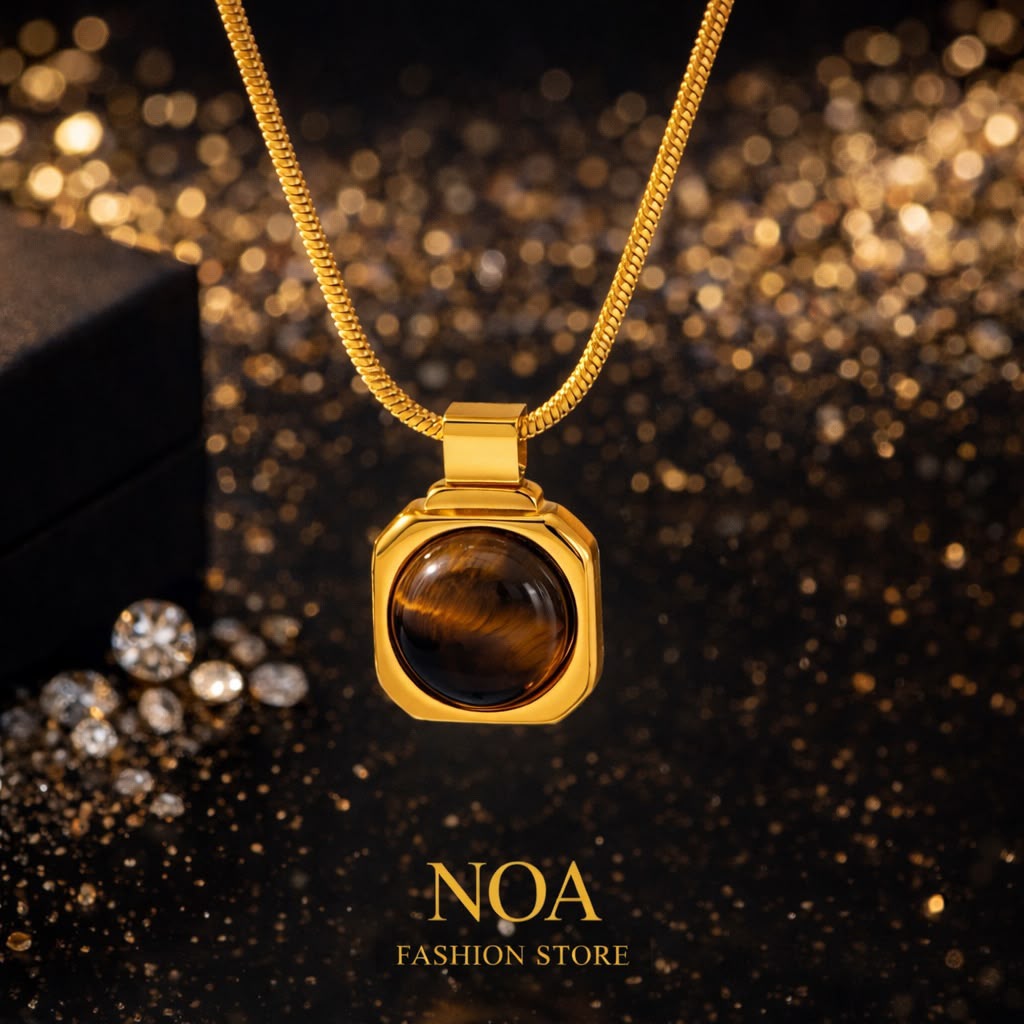 Tiger Eye Hip-Hop Necklace - 18K Gold Plated
