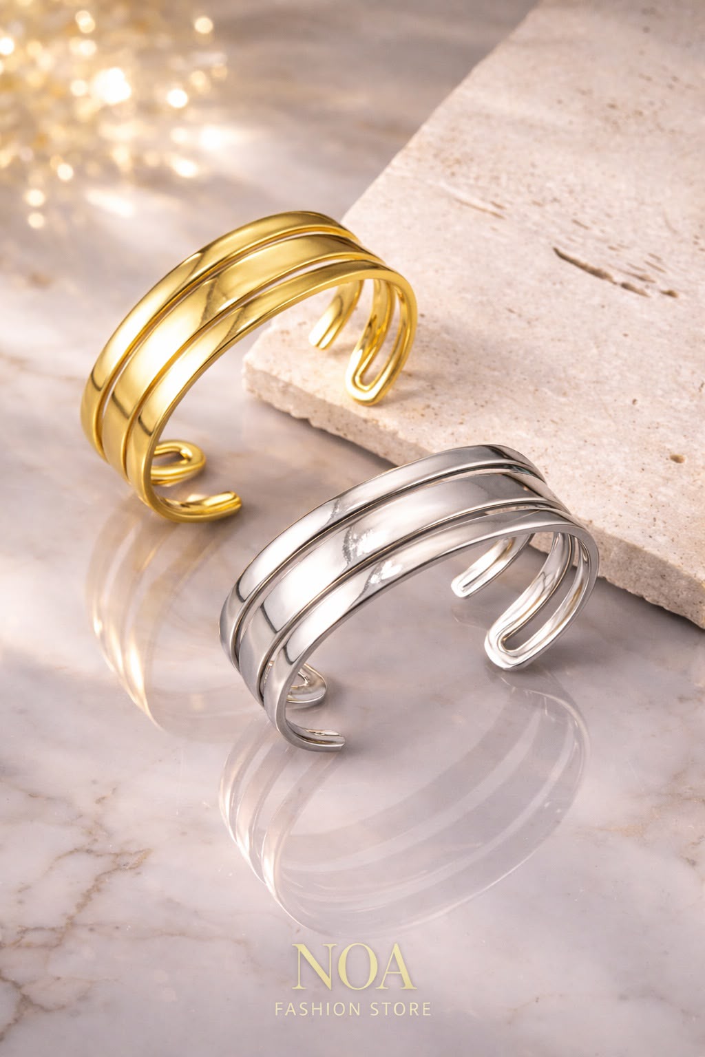 Titanium Cuff Bangle - Gold or Silver