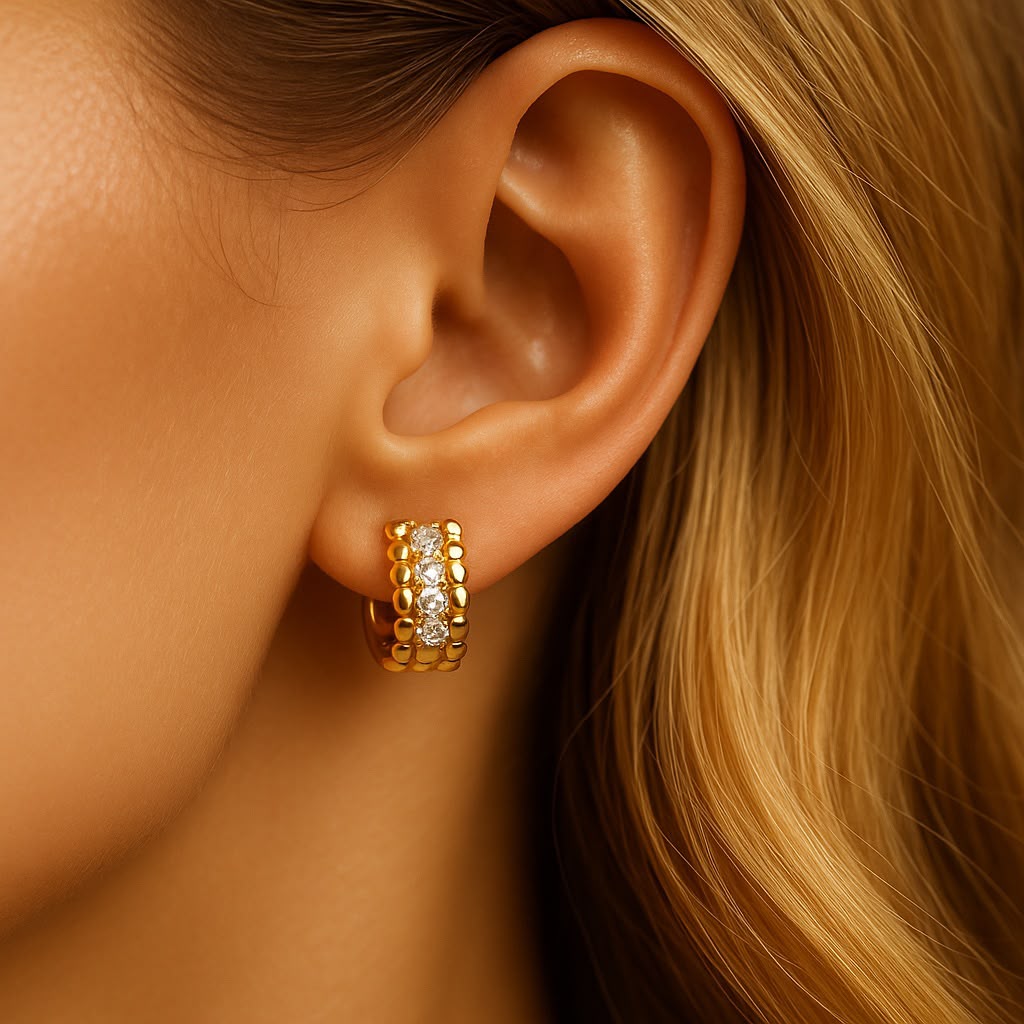 Small Sparkle Earrings - 18K Gold Plated