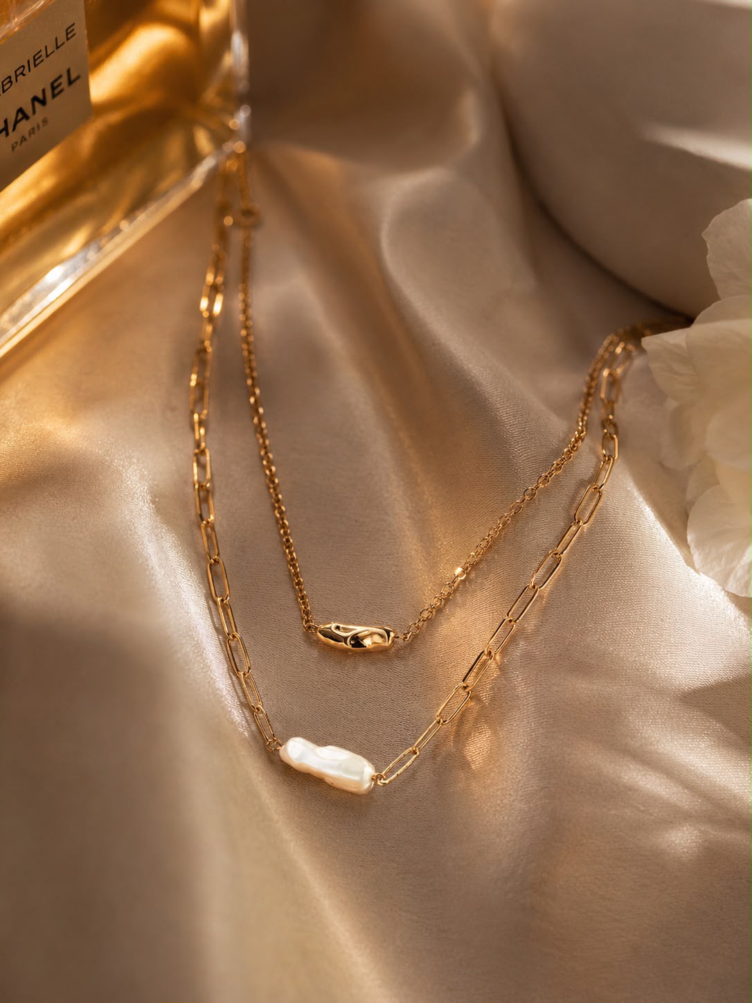 Pearl Multi-Strand Necklace - 18K Gold Plated