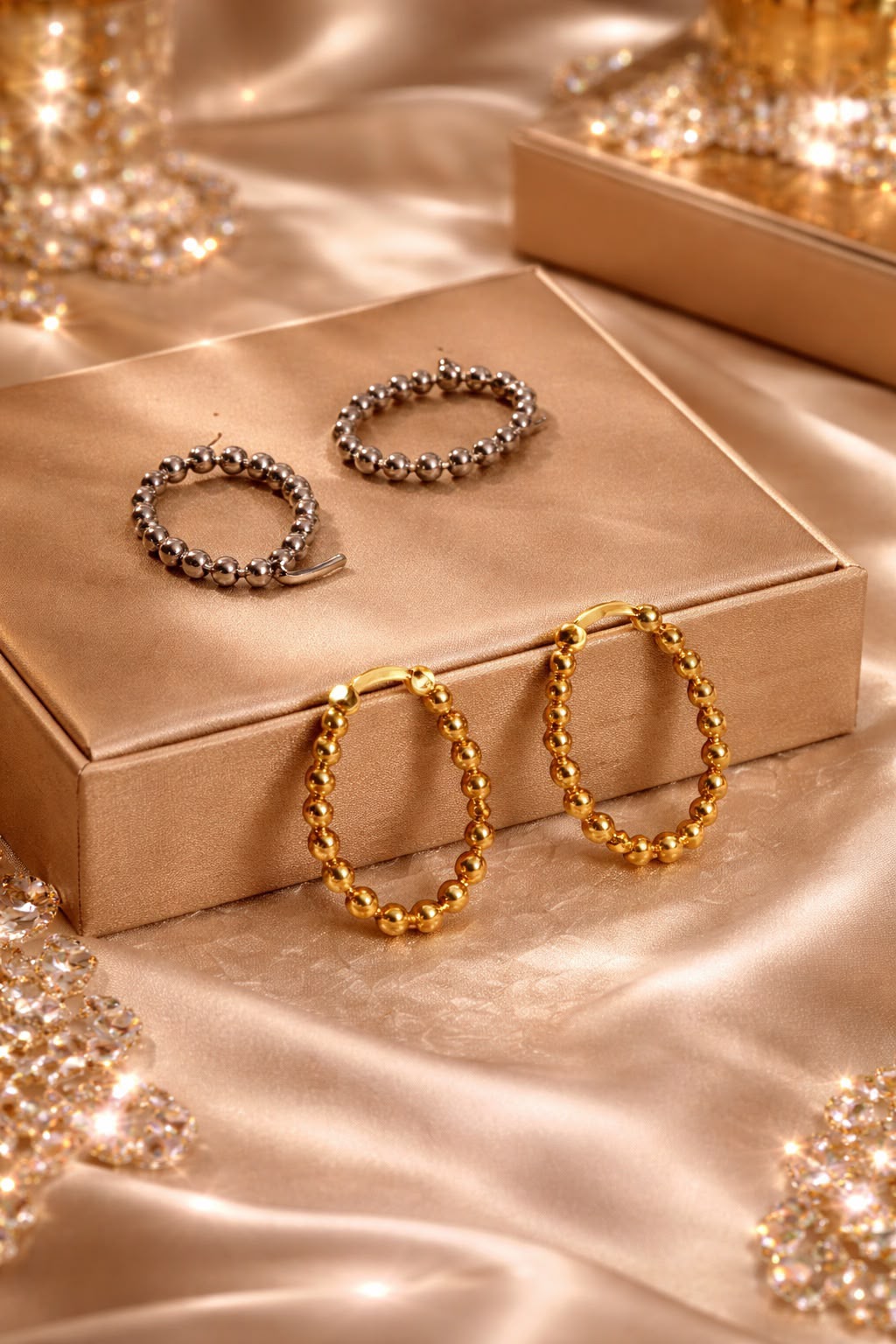 Aretes huggie Trend - Tres diseños en dorado o plateado