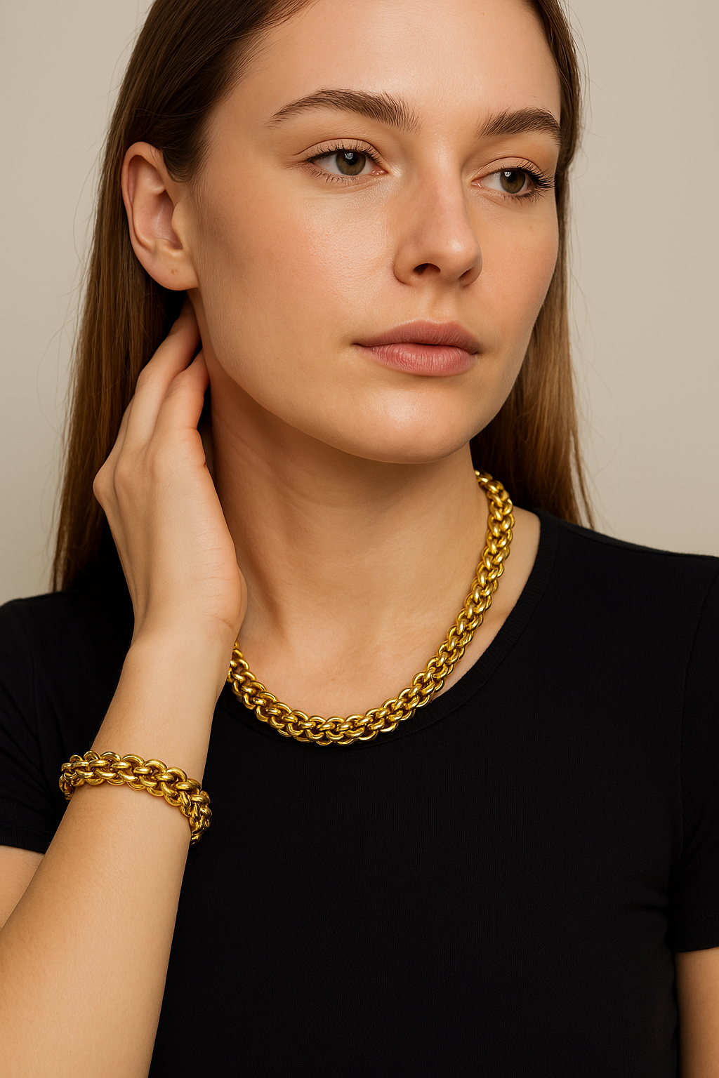 Geometric Duo Necklace Set – 18K Gold & Silver Plated
