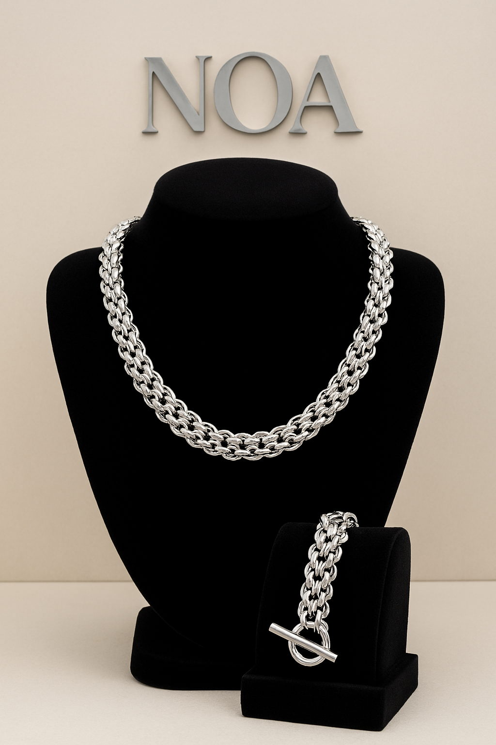 Geometric Duo Necklace Set – 18K Gold & Silver Plated