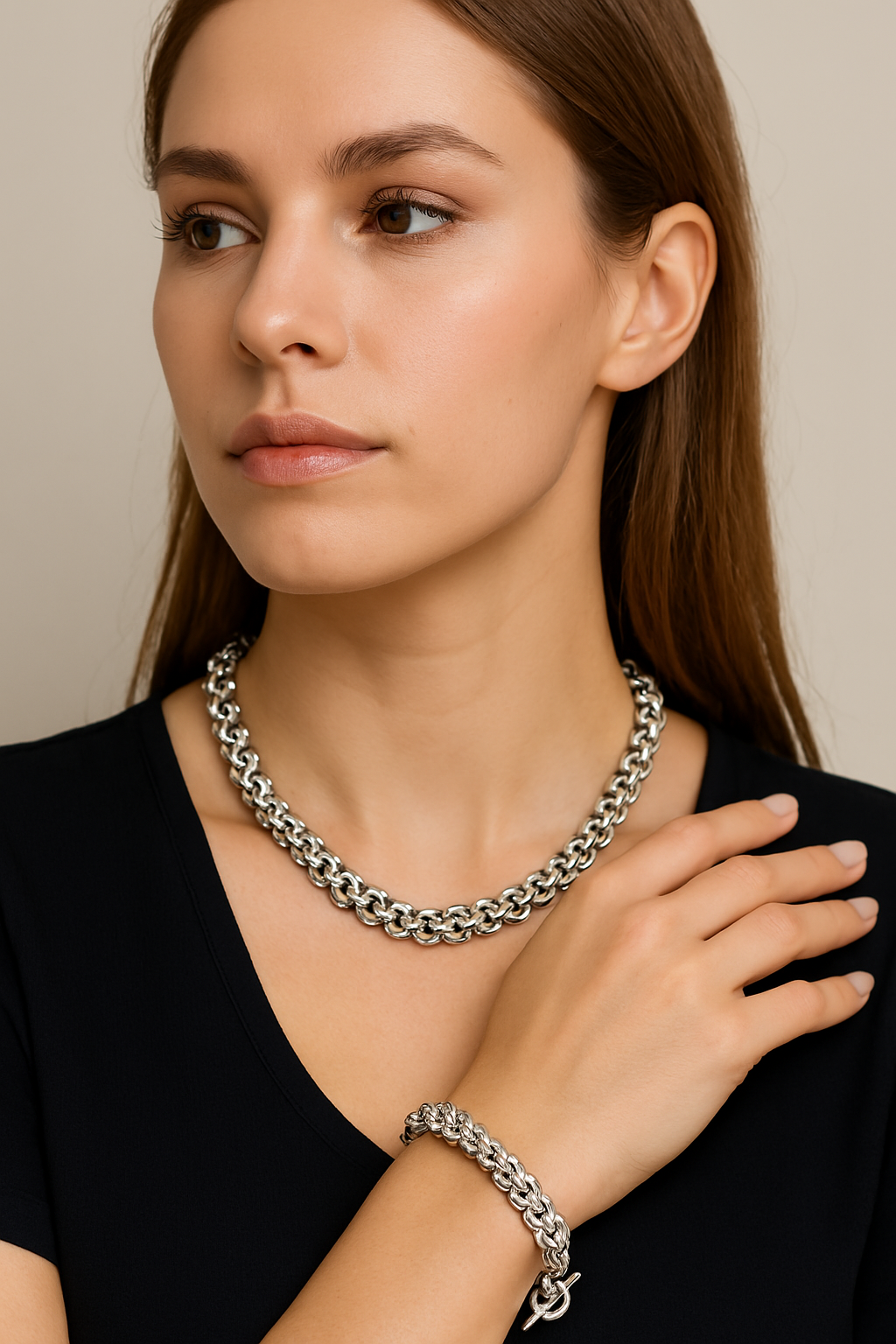 Geometric Duo Necklace Set – 18K Gold & Silver Plated