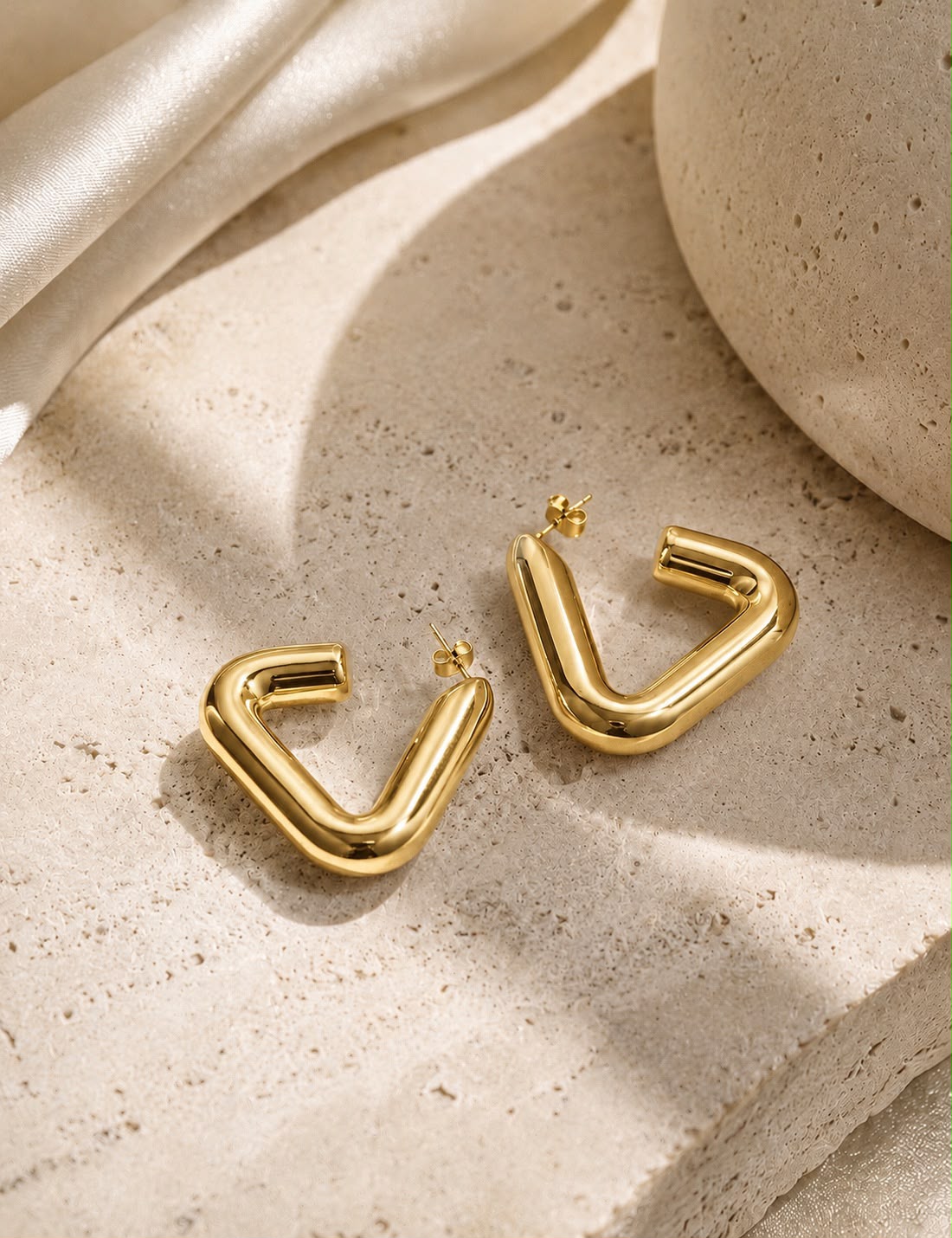 Triangle Huggie Earrings - Gold or Silver
