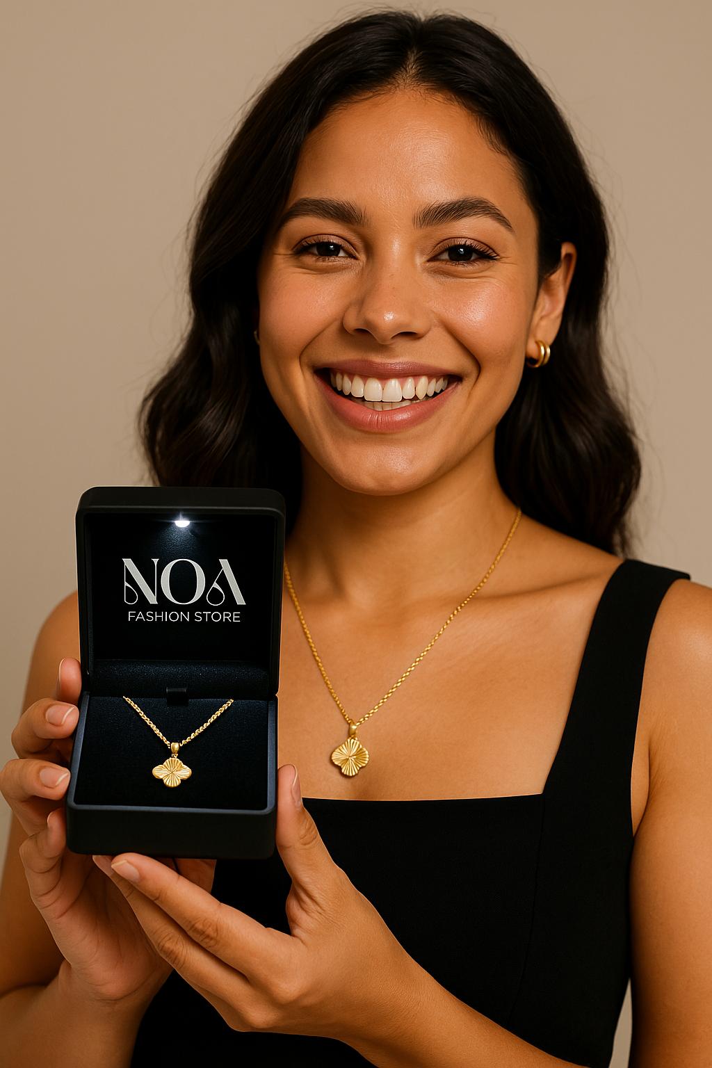 Lucky Clover Initial Necklace – 925 Sterling Silver & 14K Gold-Plated | NOA