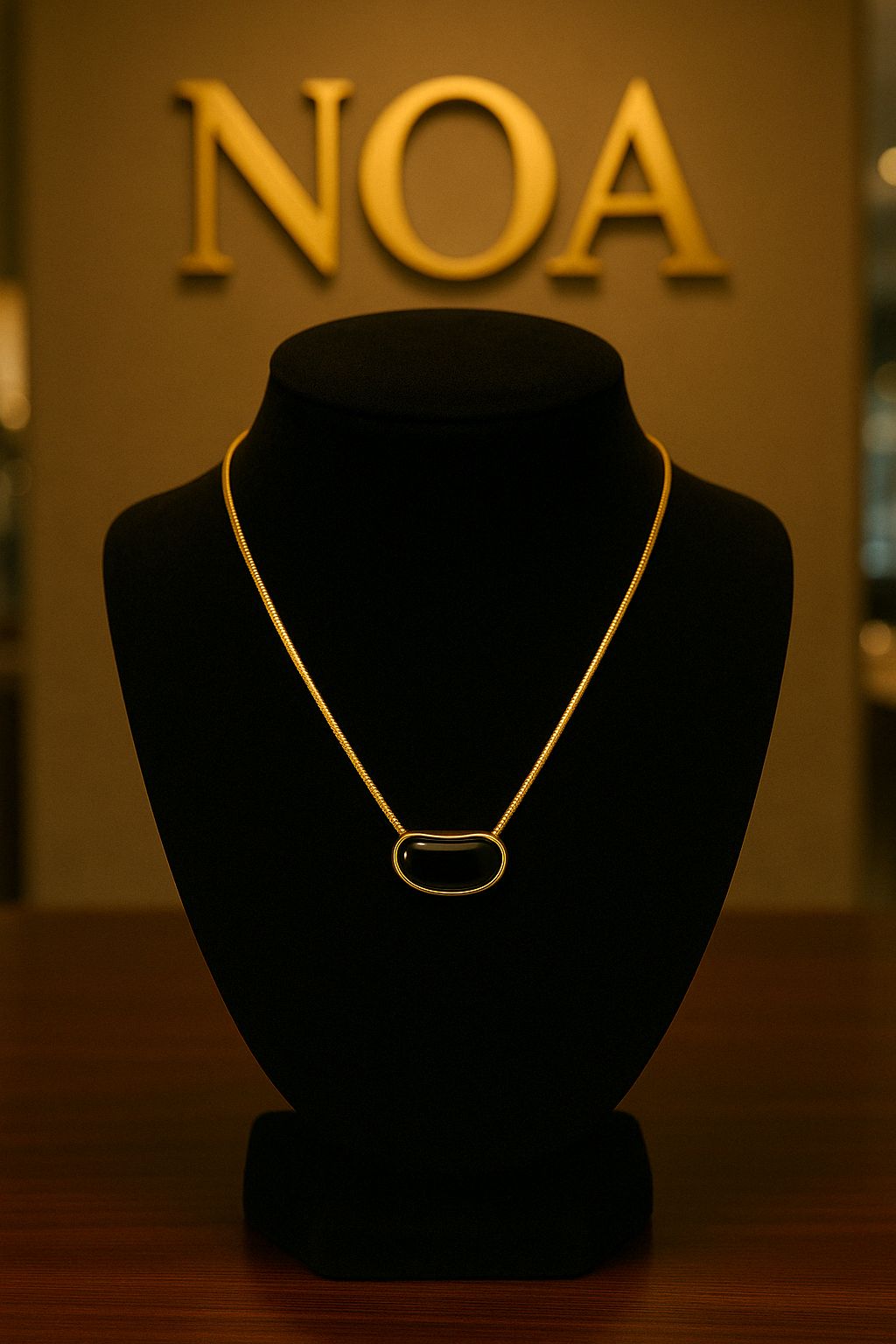 Tiger Eye Vintage Necklace – Geometric 18K Gold-Plated Titanium Steel | NOA