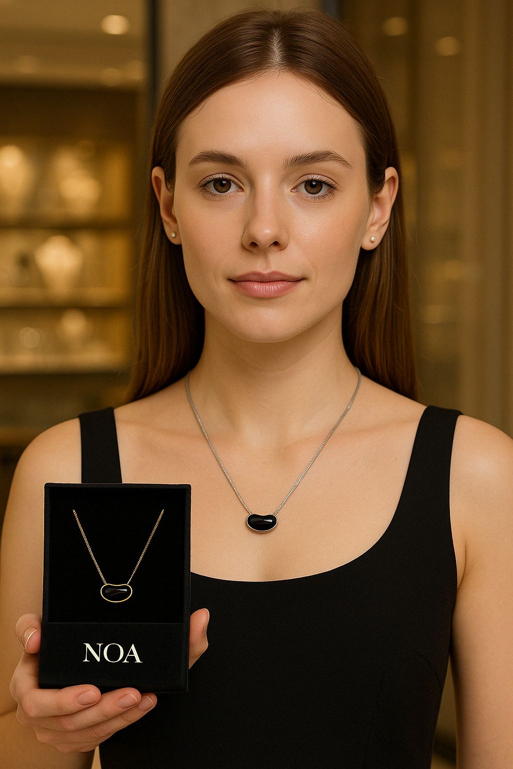 Tiger Eye Vintage Necklace – Geometric 18K Gold-Plated Titanium Steel | NOA