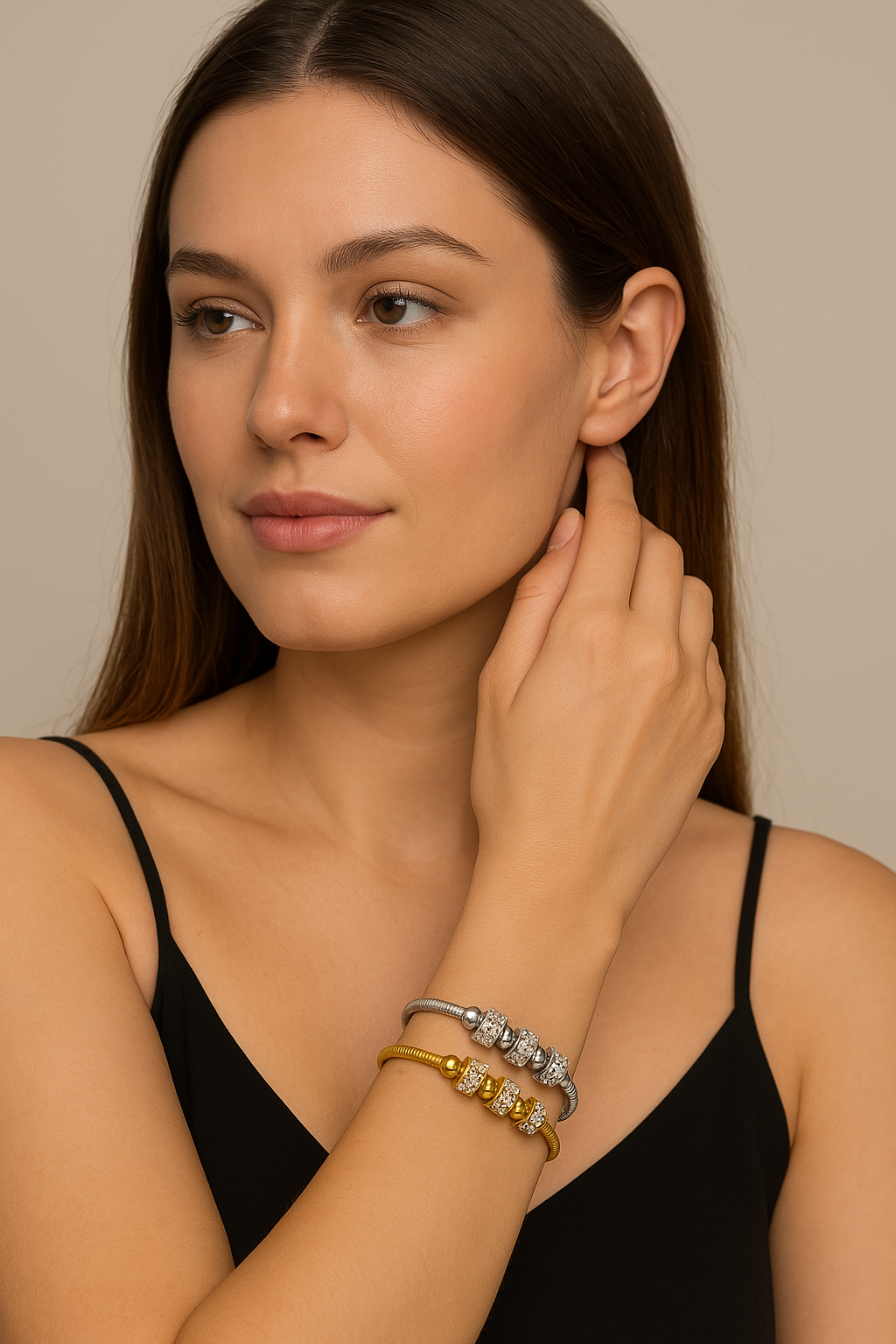 Luxe Sparkle Bangle – Trendy Cubic Zirconia Band in Silver or Gold | NOA